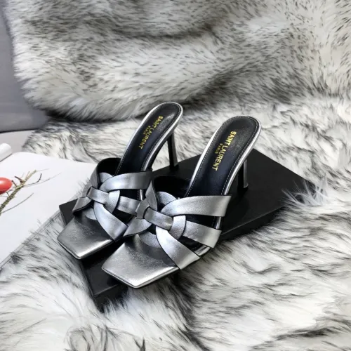 Saint Laurent YSL Womens Shoes TRIBUTE HEELED MULES IN SMOOTH LEATHER 9CM