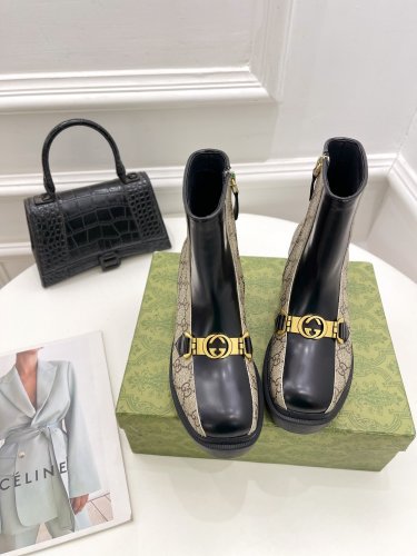 Gucci Women Shoes Boots Luxury Brand Fashion Women's ankle boot with Double G with Original Box 678984 17K40 1284