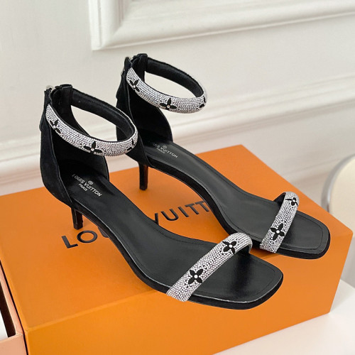 Louis Vuitton Womens Shoes Sandals Slippers Luxury Brand APPEAL SANDAL 1A965J Suede baby goat leather and strass with Original Box 5.5cm Heel