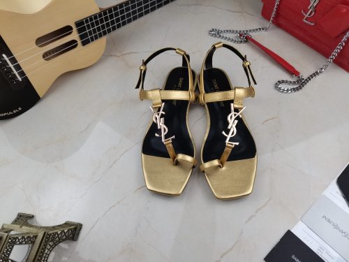 Yves Saint Laurent YSL Women Shoes Sandals Slippers Luxury Brand Genuine Leather Sole Womens Slippers with Original Box