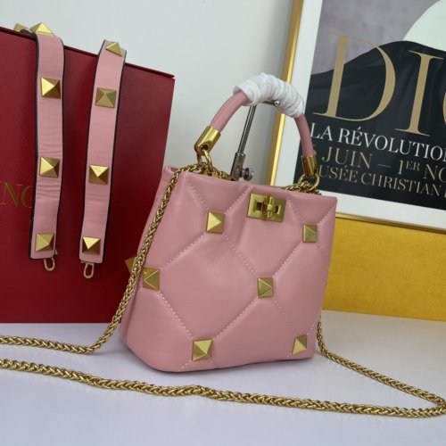 Valentino Womens Bags Crossbody Bags Handbags Luxury Brand SMALL ROMAN STUD THE HANDLE BAG IN NAPPA VW0B0I97BSFW10 with Original Box