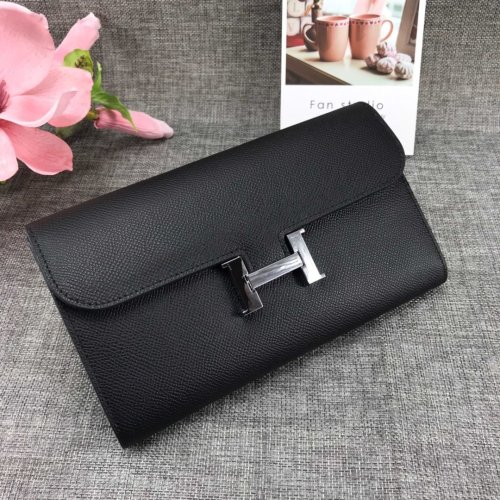 Hermes Womens Mens Wallets Purse Card Holder Leather Long Design Coin Bag with Original Box
