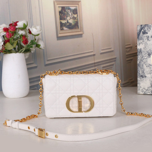 Dior Womens Bags Crossbody Bag SMALL DIOR CARO BAG Ivory Supple Cannage Calfskin with Original Box M9241UWHC_M35U