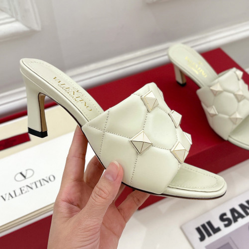 Valentino Women Shoes Mule Flip Flop Sandals ROMAN STUD SLIDE SANDAL IN QUILTED NAPPA with Original Box Luxury Brand 6.5cm Heel Design