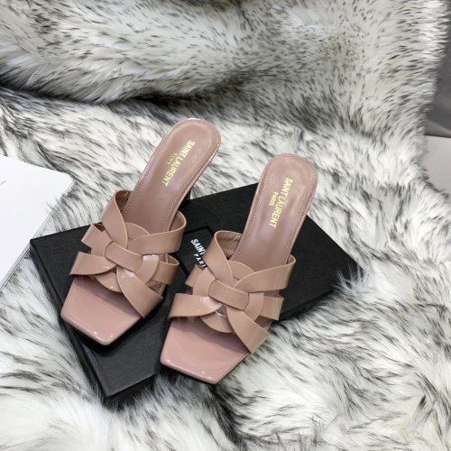 Saint Laurent YSL Womens Shoes TRIBUTE HEELED MULES IN SMOOTH LEATHER 9CM
