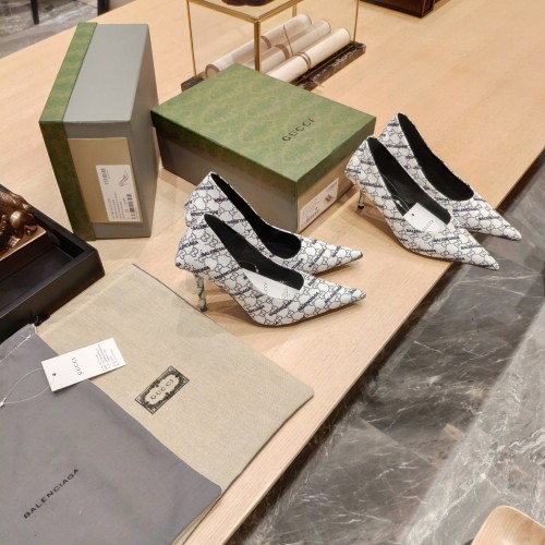 Gucci x Balenciaga Womens Shoes Slingback Pumps High Heel Luxury Brand Wedding Fashion Shoes for Women with Original Box