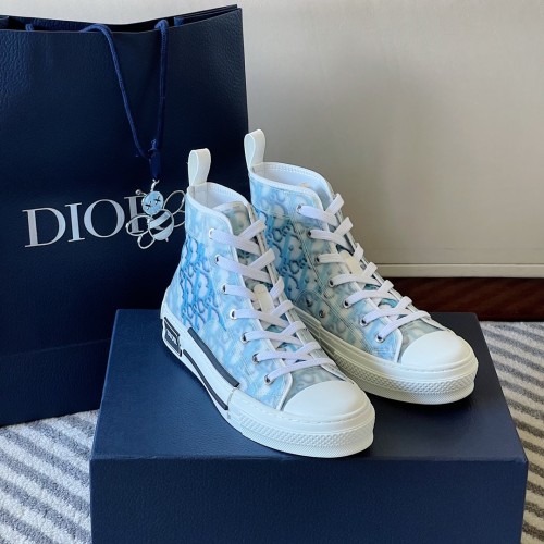 Dior Mens Shoes Sneakers Casual Luxury Brand B23 HIGH-TOP SNEAKER Dior Oblique Canvas with Original Box 3SH118ZMK_H761