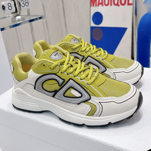 Dior Mens Shoes Sneakers Luxury Brand B30 SNEAKER Yellow Mesh and White Technical Fabric Unisex Design 3SN279ZLX_H661