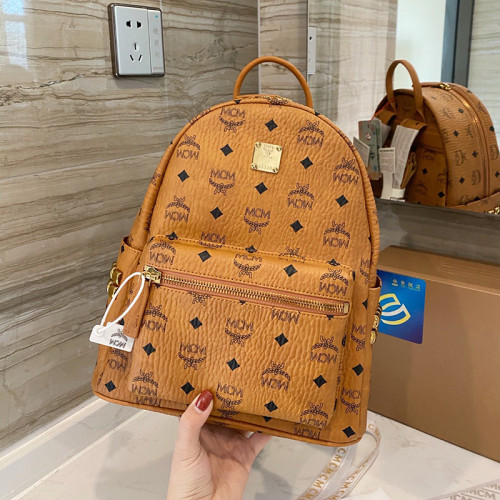 MCM Women Bags Backpacks Luxury Brand Stark Side Studs Backpack in Visetos with Original Box MMK6SVE41CO001