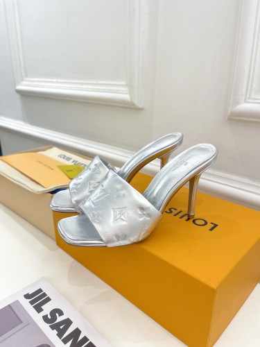 Louis Vuitton Womens Shoes Sandals Slippers Luxury Brand REVIVAL MULE 1A9PH9 Monogram-embossed lambskin with Original Box 9.5cm Heel