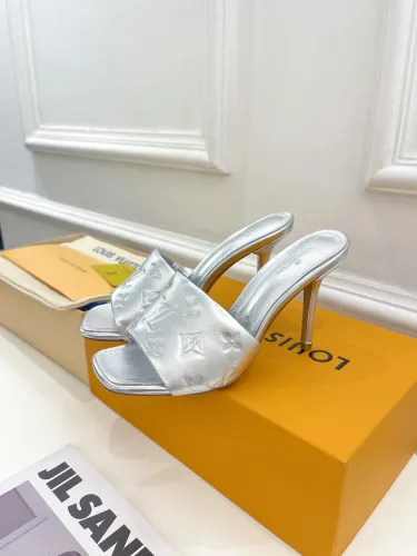Louis Vuitton Womens Shoes Sandals Slippers Luxury Brand REVIVAL MULE 1A9PH9 Monogram-embossed lambskin with Original Box 9.5cm Heel