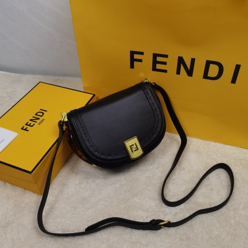 Fendi Womens Bag Crossbody Bag Moonlight Black Leather Bag 8BT346ABVLF0KUR