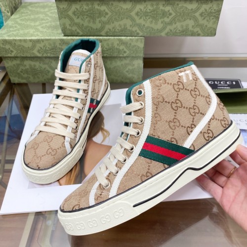 Gucci Womens Shoes Fashion Type Luxury Brand Leather Women's Gucci Tennis 1977 high top sneaker with Original Box 627838 HVK70 9765