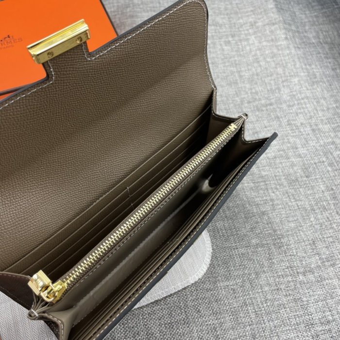 Hermes Womens Mens Wallets Purse Constance Clutch Leather Design Coin Bag with Original Box