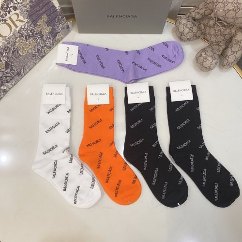 Balenciaga Socks 5 Pairs with Original Box Luxury Brand Breathable Balenciaga Sock