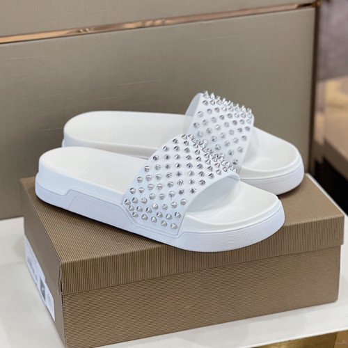 Christian Louboutin CL Men Shoes Slippers Luxury Brand Red Botton Mens Slides with Original Box