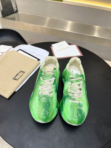 Gucci Women Shoes Women's Rhyton Gucci logo leather sneaker Luxury Brand with Original Box