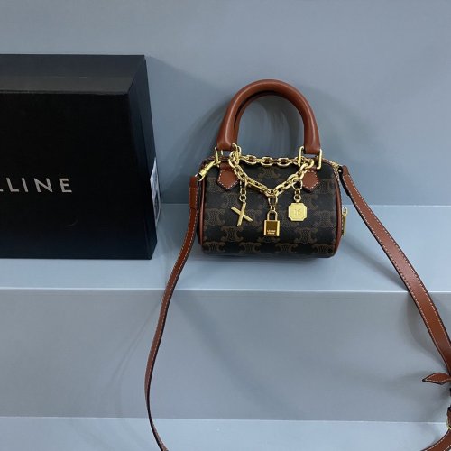 Celine Womens Bag BOSTON BAG IN TRIOMPHE CANVAS