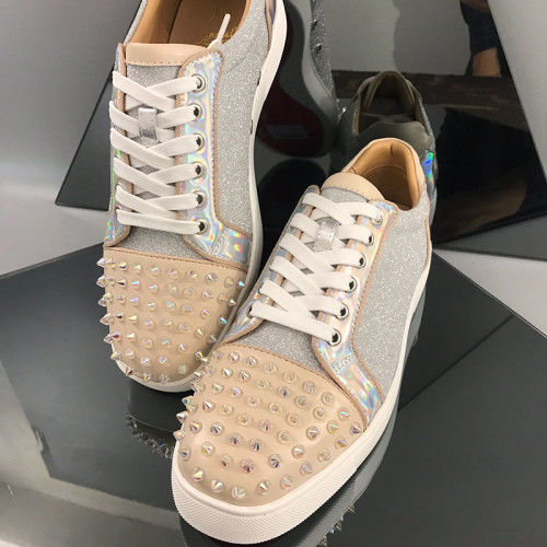 Christian Louboutin Mens Shoes Luxury Brand Red Bottom Design Louis Junior Spikes Flat with Original Box CL sneakers