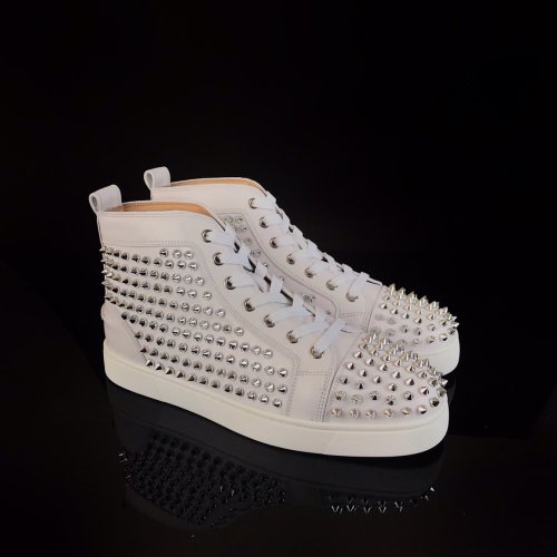 Christian Louboutin Mens Shoes Luxury Brand Red Bottom Design Louis Junior Spikes Flat with Original Box CL sneakers