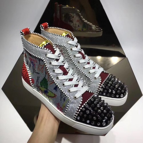 Christian Louboutin Mens Shoes Luxury Brand Red Bottom Design Louis Junior Spikes Flat with Original Box CL sneakers
