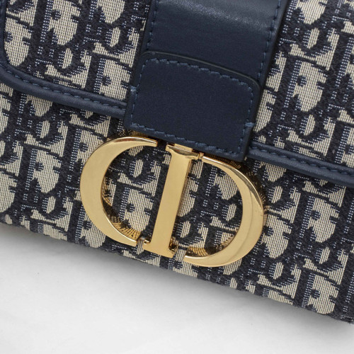 Dior Womens Bags Crossbody Bags 30 MONTAIGNE BOX BAG Blue Dior Oblique Jacquard