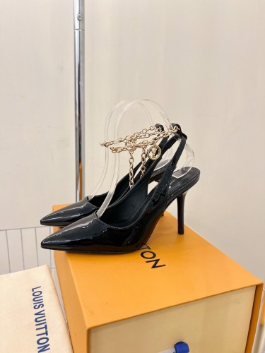 Louis Vuitton Womens Shoes Sandals Slippers Leather Design Luxury Brand MANSION SL.BACK PUMP 9cm Heel Fashion Sandals with Original Box 1A964O