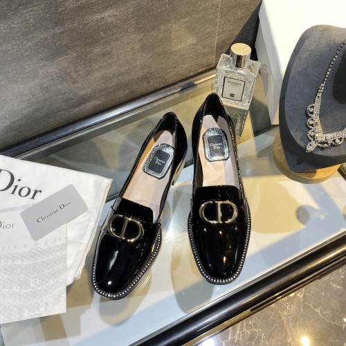 Dior Womens Shoes Leather Loafers Derby Shoes