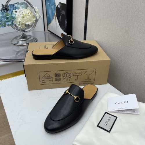 Gucci Womens Shoes Casual Loafers Design Luxury Brand Leather Women's jumbo GG Princetown slipper with Original Box 475094 UKO60 2588