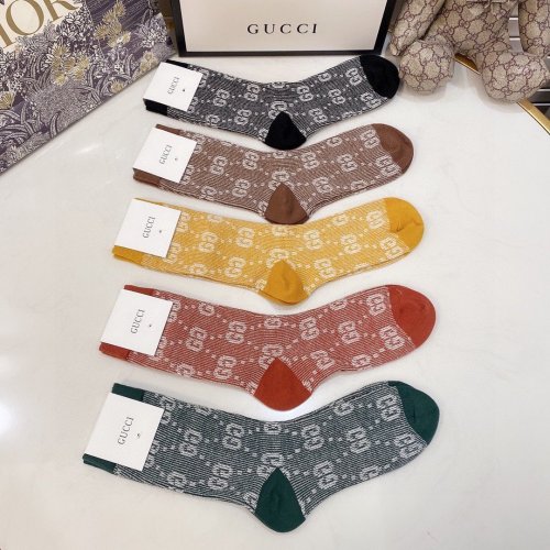 Gucci Socks 5 Pairs with Original Box Luxury Brand Breathable Gucci Sock