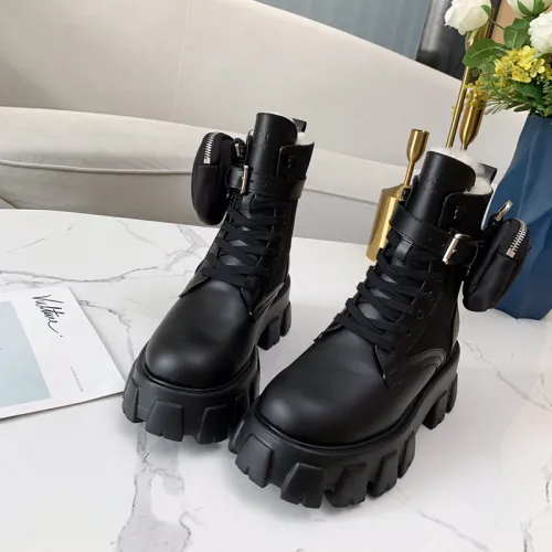 Prada Women Shoes Boots Luxury Sneakers Plus Velvet Monolith Re-Nylon Gabardine Booties 1T549M_1YFL_F0002_F_055