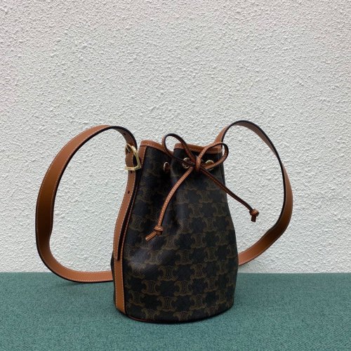 Celine Womens Bag SMALL DRAWSTRING BAG IN TRIOMPHE CANVAS