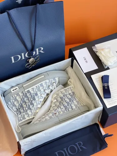 Dior Mens Shoes Sneakers Casual Luxury Brand B23 HIGH-TOP SNEAKER Dior Oblique Canvas with Original Box 3SH118ZMK_H761