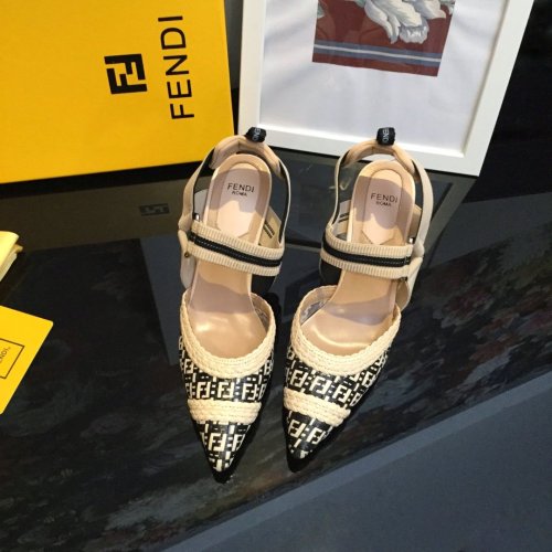 Fendi Womens Shoes COLIBRÌ Raffia Slingbacks 8.5cm