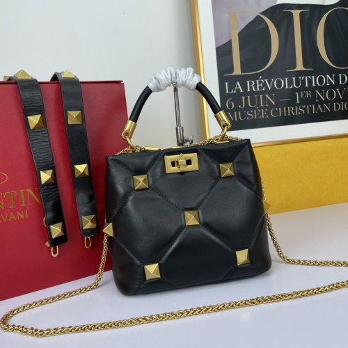 Valentino Womens Bags Crossbody Bags Handbags Luxury Brand SMALL ROMAN STUD THE HANDLE BAG IN NAPPA WW2B0I97BSF0NO with Original Box