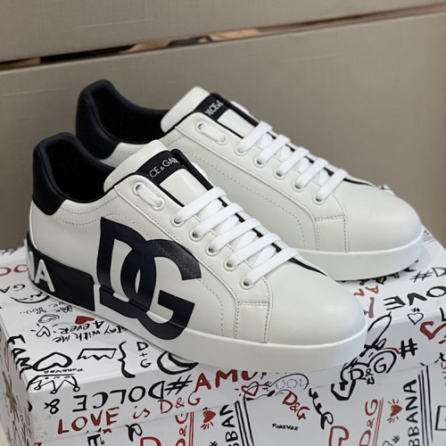 Dolce&Gabbana Men Shoes Sneakers Luxury Portofino Sneakers In Nappa Leather And Rubber Toe-Cap