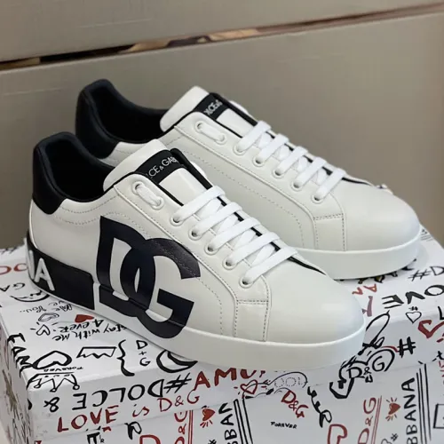 Dolce&Gabbana Men Shoes Sneakers Luxury Portofino Sneakers In Nappa Leather And Rubber Toe-Cap
