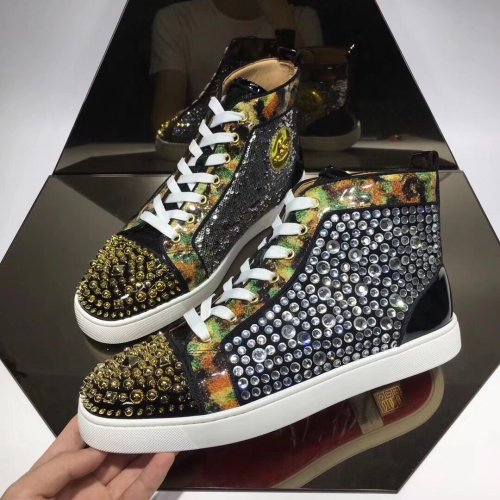 Christian Louboutin Mens Shoes Luxury Brand Red Bottom Design Louis Junior Spikes Flat with Original Box CL sneakers