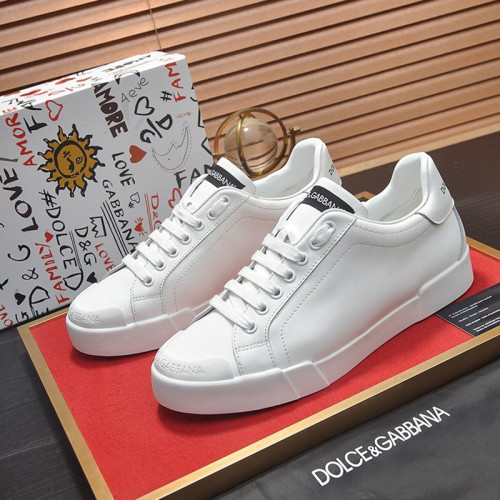 Dolce&Gabbana Men Shoes Sneakers Luxury Portofino Sneakers In Nappa Leather And Rubber Toe-Cap