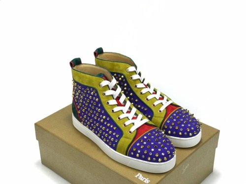 Christian Louboutin Mens Shoes Luxury Brand Red Bottom Design Louis Junior Spikes Flat with Original Box CL sneakers