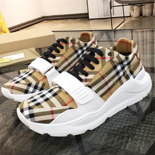 Burberry Mens Shoes Sneakers Fashion Type Luxury Brand Vintage Check Cotton Sneaker with Original Box