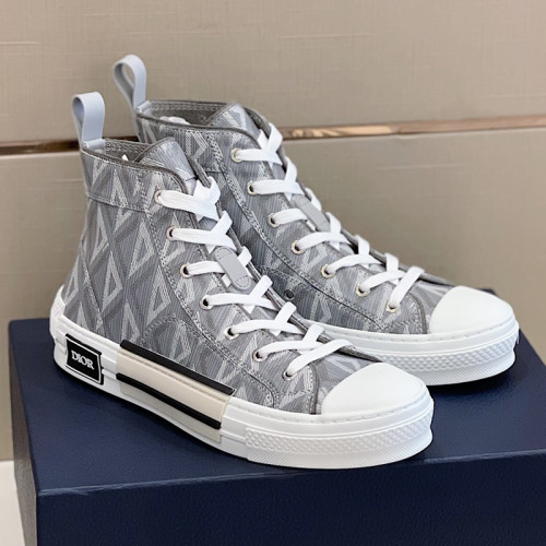 Dior Mens Shoes Sneakers Casual Luxury Brand B23 HIGH-TOP SNEAKER Dior Oblique Canvas with Original Box 3SH118ZMK_H761