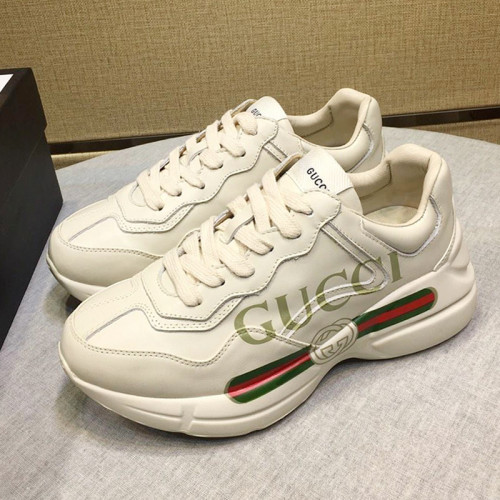 Gucci Women Shoes Women's Rhyton Gucci logo leather sneaker Luxury Brand with Original Box 528892 DRW00 9522
