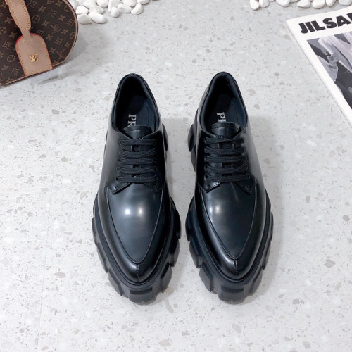 Prada Women Shoes Casual Design Luxury Brand Monolith brushed leather pointed loafers 1D663M_055_F0002_F_055 with Original Box