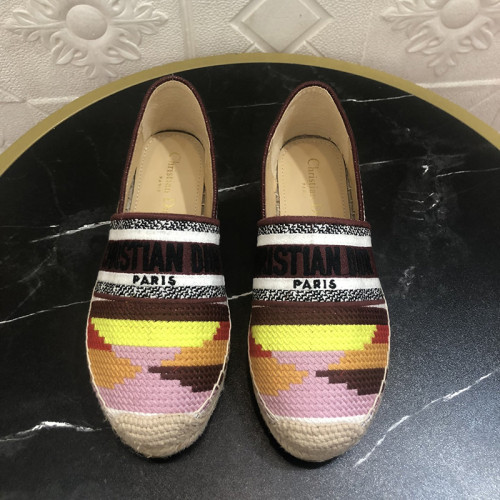 Dior Women Shoes Luxury Brand Design Dior Espadrille Nude Mesh Embroidery Womens Shoes with Original Box