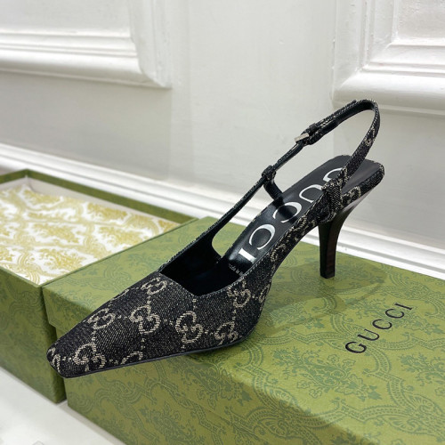 Gucci Womens Shoes Slingback Pumps 7.5cm Heel Luxury Brand Wedding Fashion Shoes for Women with Original Box