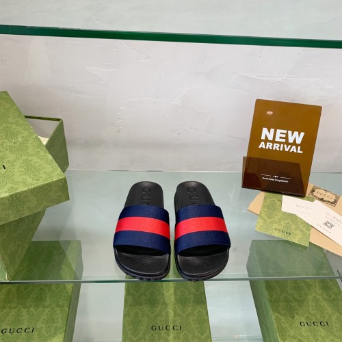 Gucci Mens Shoes Flat Sandals Slippers Luxury Brand Men's Web rubber slide sandal with Original Box 429469 GIB10 9079