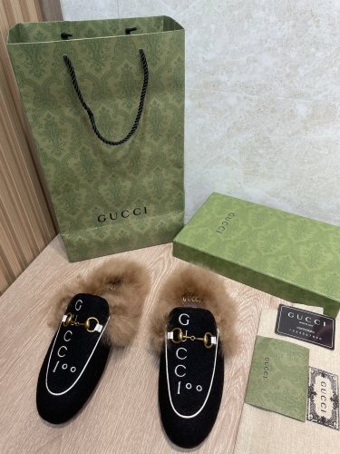 Gucci Womens Shoes Casual Loafers Design Luxury Brand Leather Princetown with Original Box