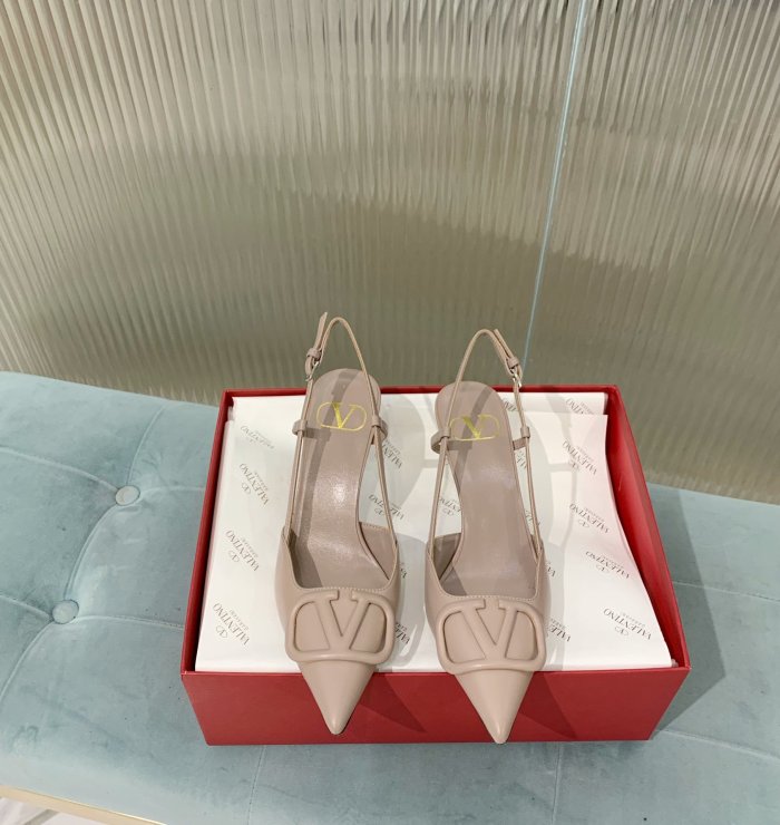 Valentino Women Shoes Mule Flip Flop Sandals VLOGO SIGNATURE CALFSKIN SLINGBACK PUMP 80 MM / 3.15 IN. ZW2S0R01MZFP45 with Original Box