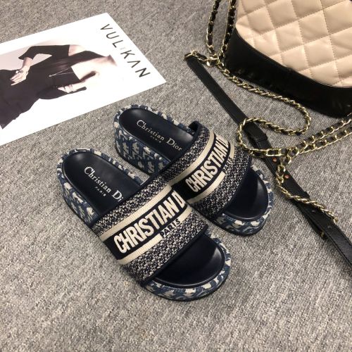 Dior Women Shoes Sandals Slippers Luxury Brand Thick Sole Womens Slippers with Original Box